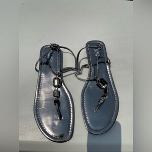 Franco Sarto Metallic Gunmetal Silver Sandals